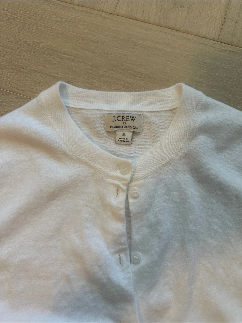 J. Crew White Button-Front Crewneck Cardigan